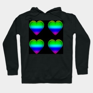 Rainbow Barbwire Hearts With Black Background Hoodie
